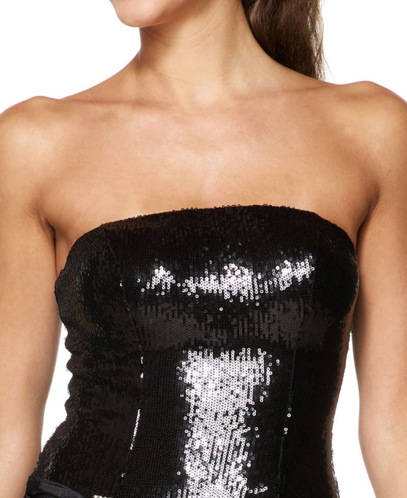 Juniors' Strapless Allover-Sequin Bubble-Skirt Dress