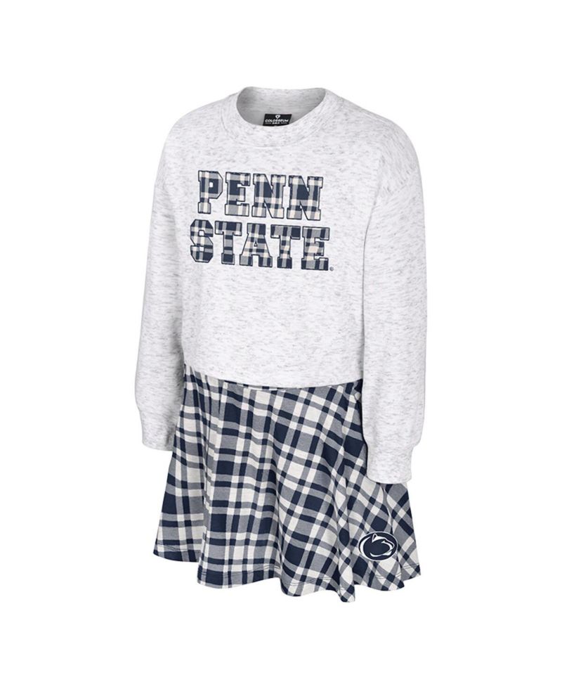 Big Girls 2-Piece Gray Penn State Nittany Lions Marceline Plaid Skirt and Top Set