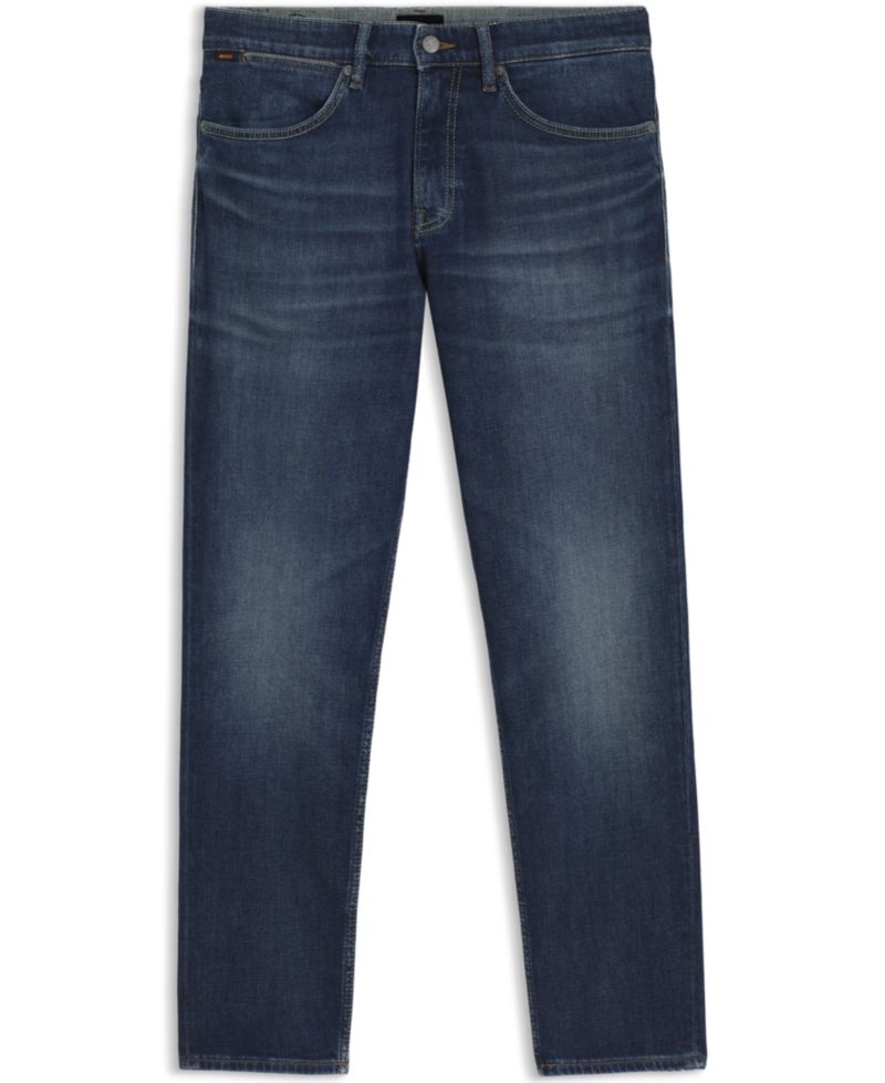 Men's Stretch Cotton Contrast Stitching Tapered-Fit Jeans