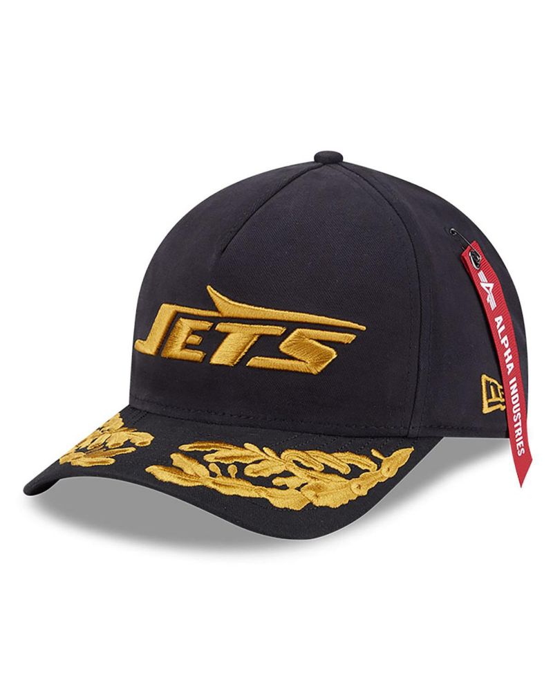 x Alpha Men's Industries Black New York Jets A-Frame 9FORTY Adjustable Hat