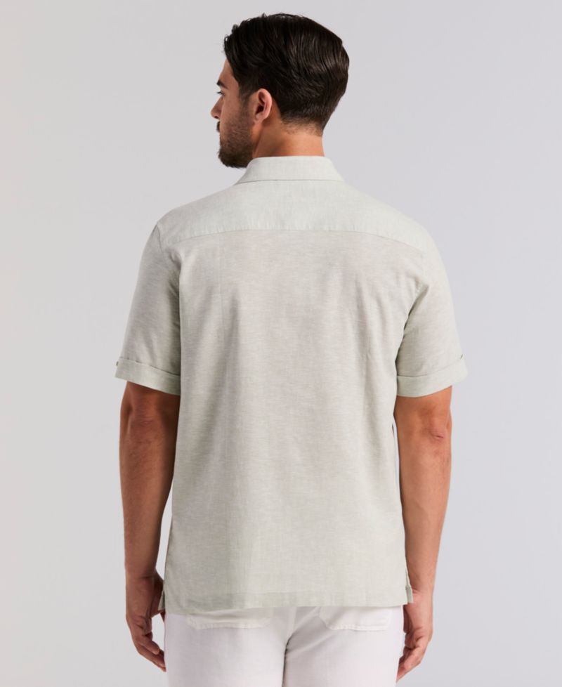 Men's Linen Blend Dobby Panel Shirt