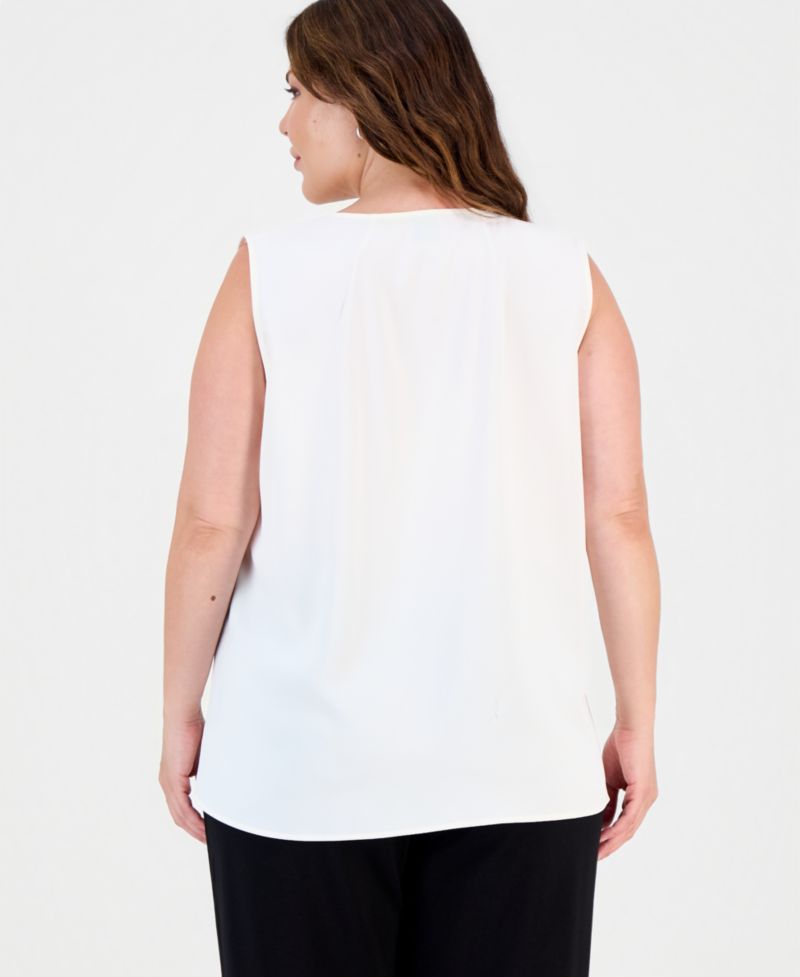 Plus Size Keyhole-Neck Sleeveless Top