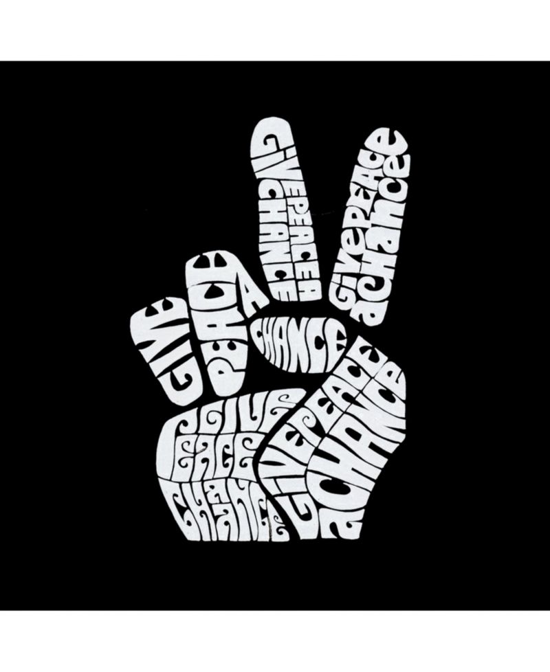 Men's Cotton/Poly Blend Word Art T-Shirt - Peace Fingers