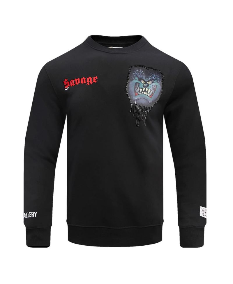 Men's and Women's Black Looney Tunes Taz Savage Horror Pullover Sweatshirt
