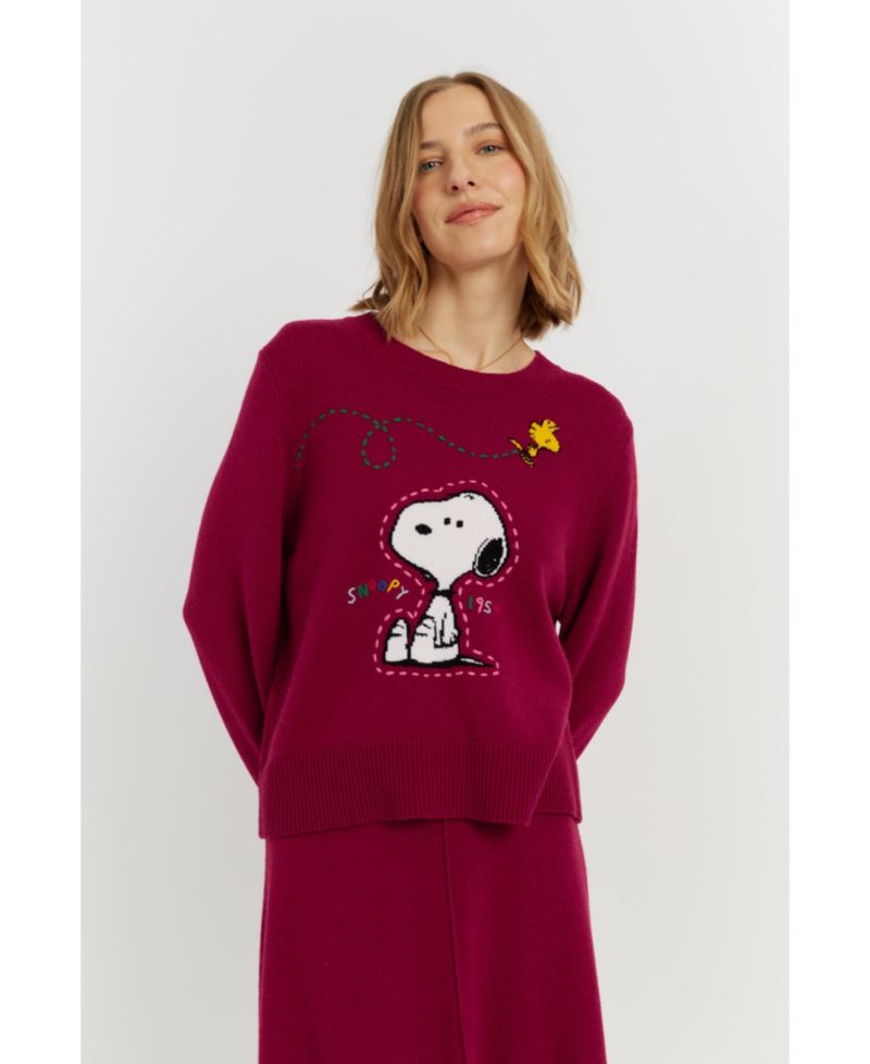 Chinti and Parker Women's Wool-Cashmere Snoopy Embroidered Sweater