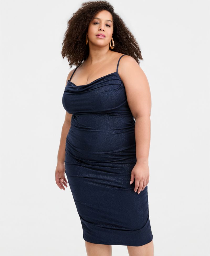 Trendy Plus Size Ruched Bodycon Midi Dress