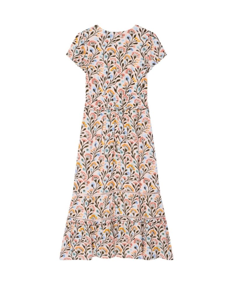Women's Floral Print V-Neck Midi Dress