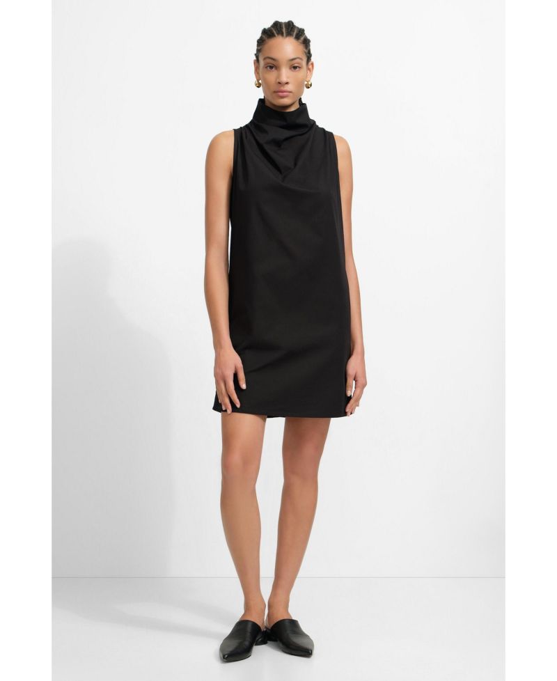 Women's Minna Wide-Neck Relaxed-Fit Cotton Mini Dress with Pockets
