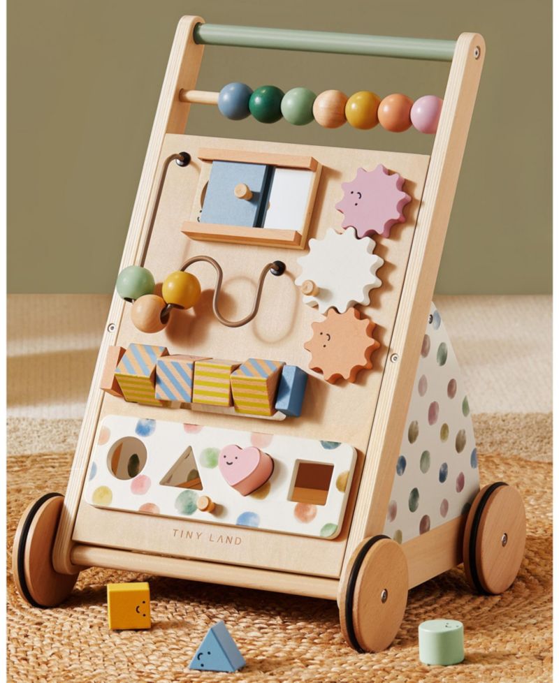 Versatile Montessori-Inspired Wooden Baby Walker Activity Center