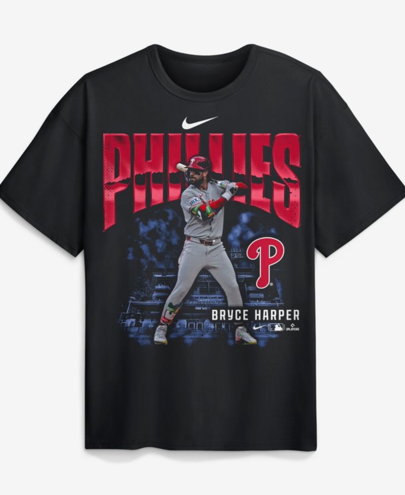 Men's Bryce Harper Black Philadelphia Phillies Enlarged Player Graphic Max90 Heavyweight T-Shirt