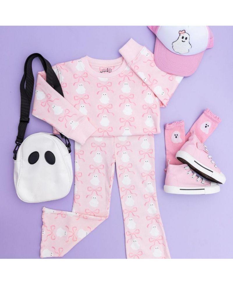 Little and Big Girls Coquette Ghost Halloween Sweatshirt