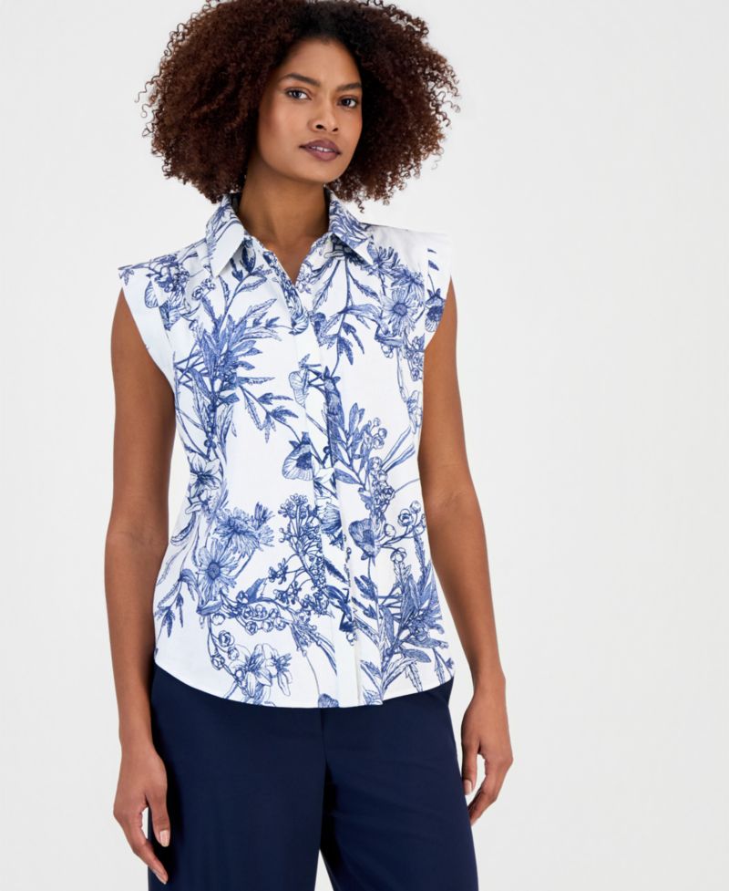 Women's Extended-Shoulder Sleeveless Blouse