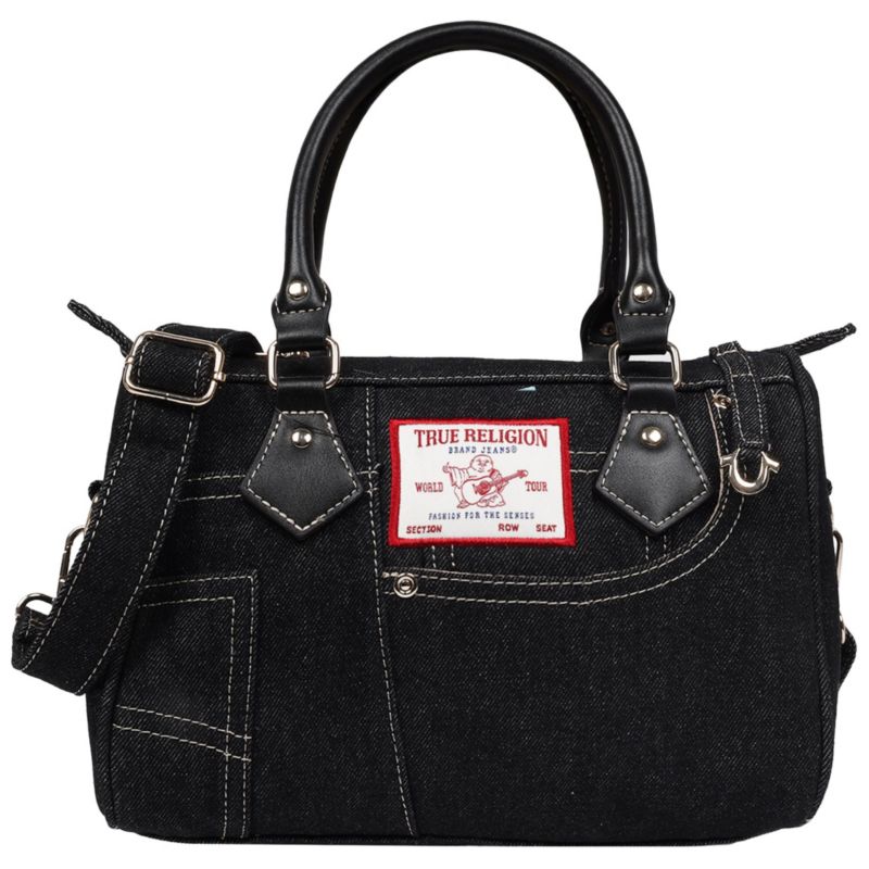 Denim Heritage Satchel with Top Handles & Crossbody Strap