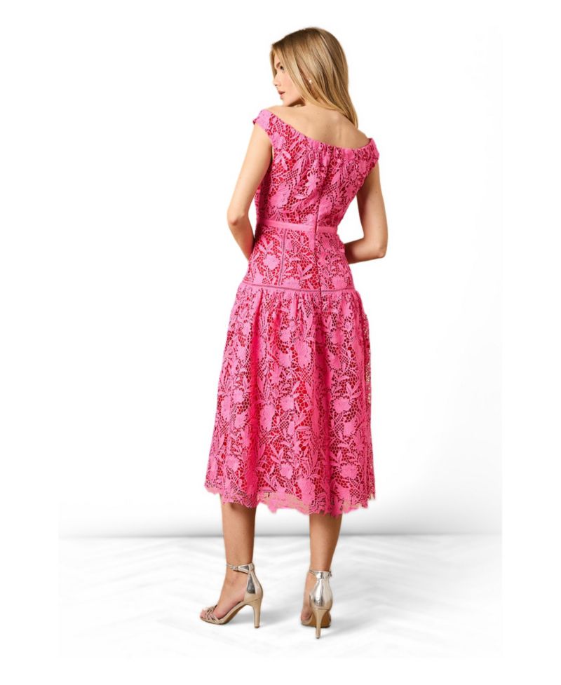 Women's Floral Lace Off The Shoulder Midi Dress