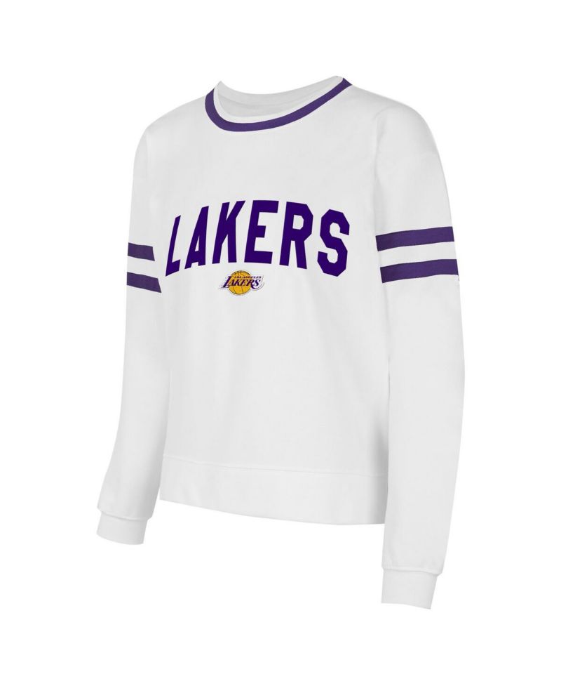 Women's White Los Angeles Lakers Borough Pullover Sweatshirt