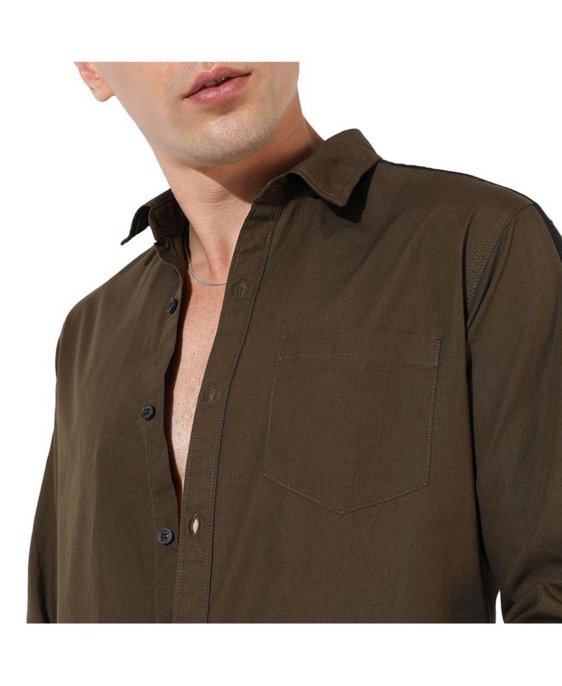 Men's Olive Green Side Striped Shirt