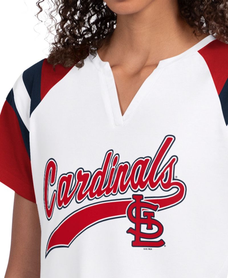 Women's White St. Louis Cardinals Game On Notch Neck Raglan T-Shirt