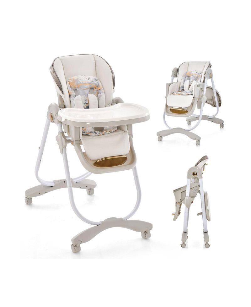 Kids Folding Dining High Chair with Adjustable Height and Recline