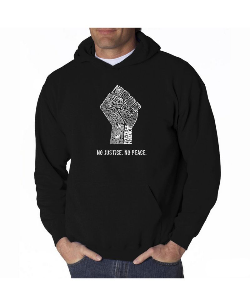 Men's Word Art Hooded Sweatshirt - No Justice, No Peace