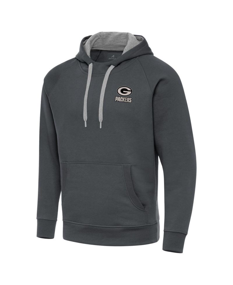 Men's Charcoal Green Bay Packers Brushed Carbon Victory Pullover Hoodie