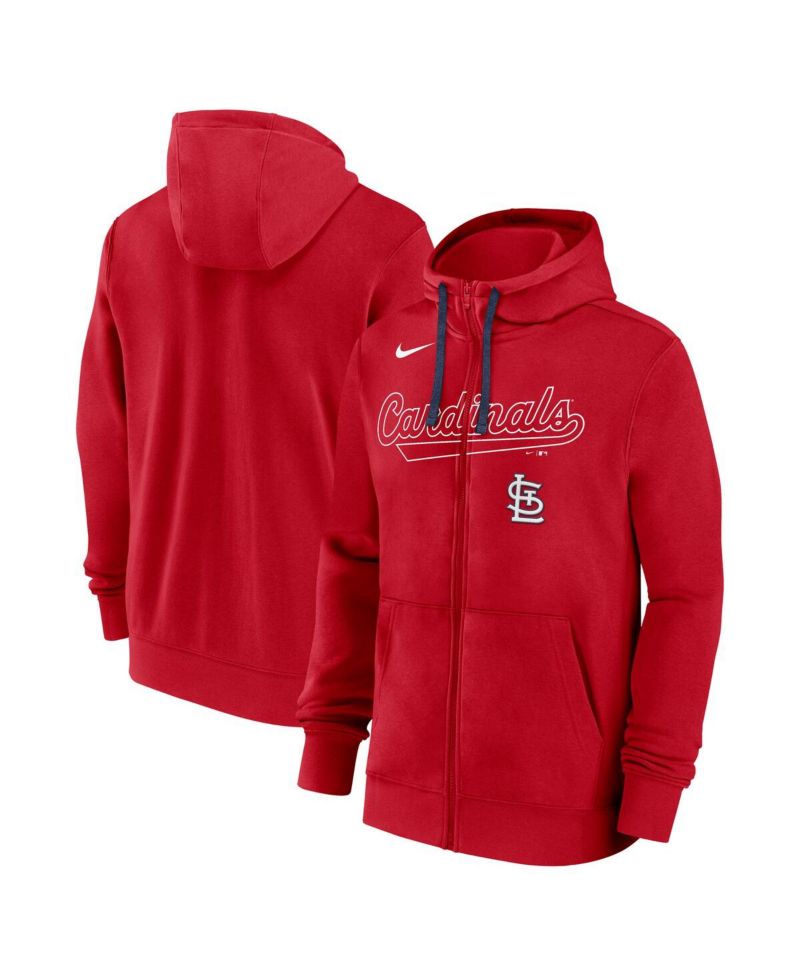 Men's Red St. Louis Cardinals Knockout Script Full-Zip Hoodie