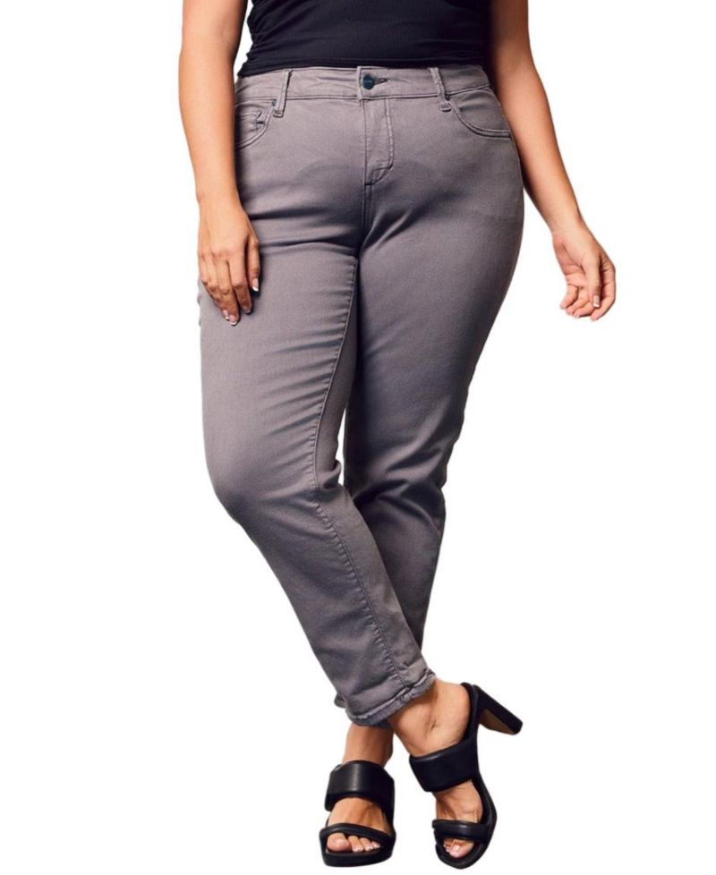 Women's Color Mid Rise Boyfriend pants in rolled 25.5" Inseam - Grey