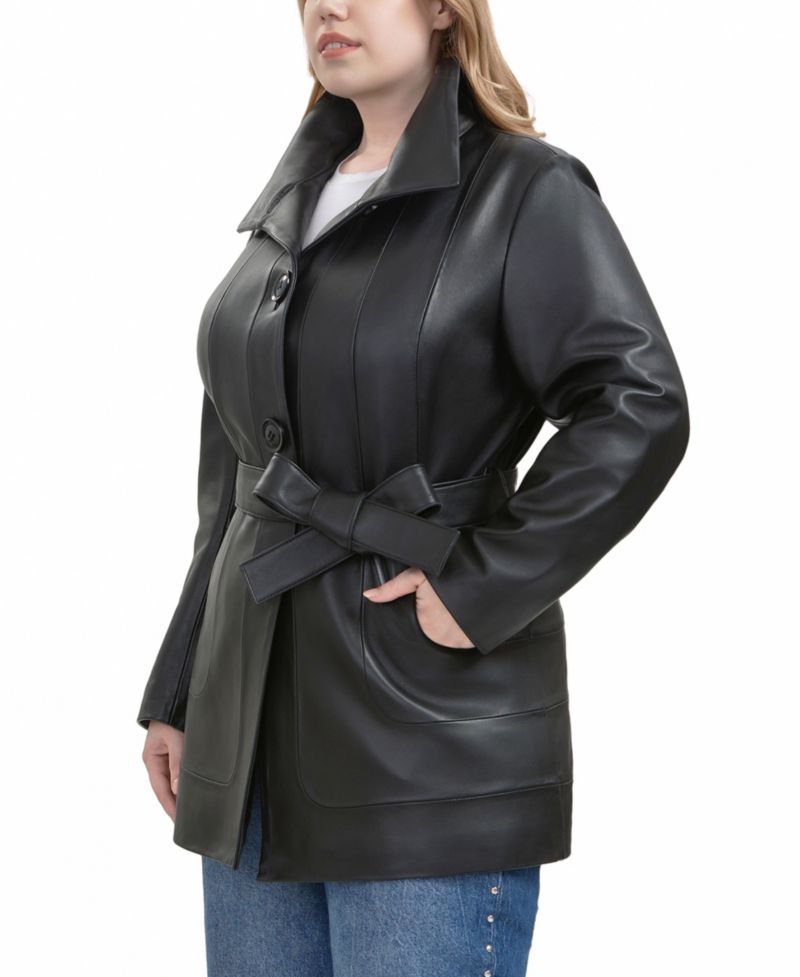 Plus Size Erika Leather Coat