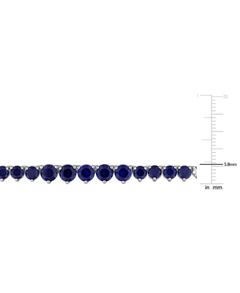 Lab Grown Sapphire (5-1/3 ct. t.w.) and Lab Grown White Sapphire (16 ct. t.w.) Tennis Necklace in Sterling Silver