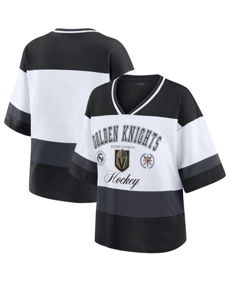 Women's Black/White Vegas Golden Knights Jersey Style T-Shirt