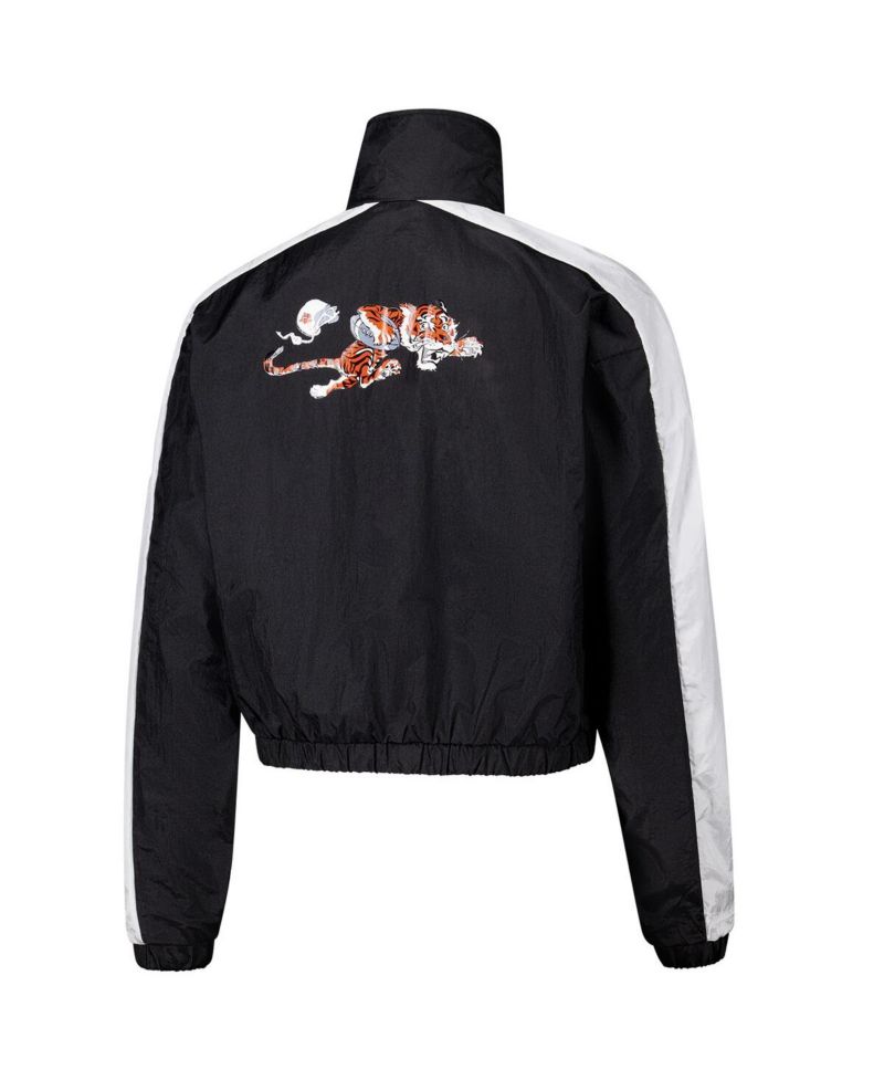 Women's Black Cincinnati Bengals Nylon Cropped Full-Zip Jacket
