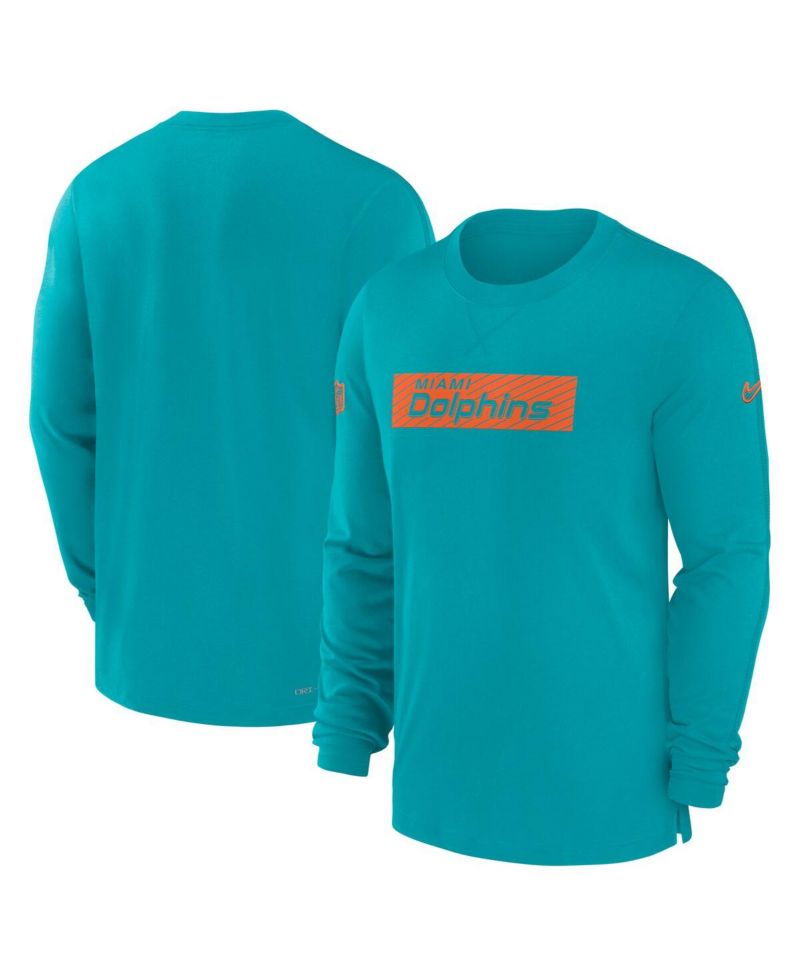 Men's Aqua Miami Dolphins Sideline Player Performance Long Sleeve T-Shirt