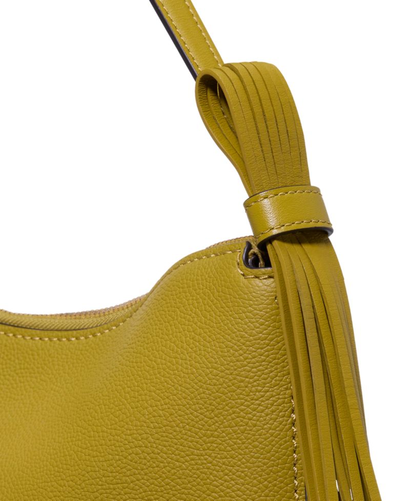 Loop Fringe Strap Pebbled Leather Medium Shoulder Bag