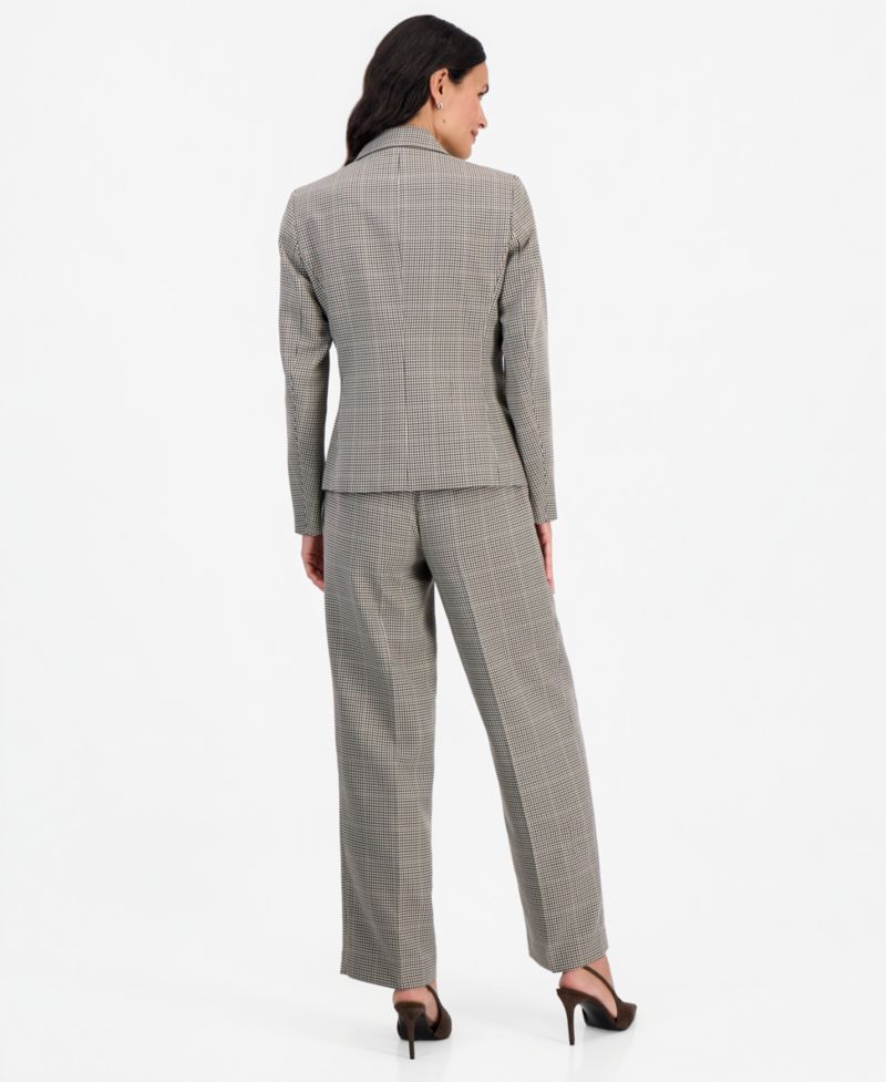 Women's Plaid Wide-Leg Jacket and Pants, 2-Piece Set