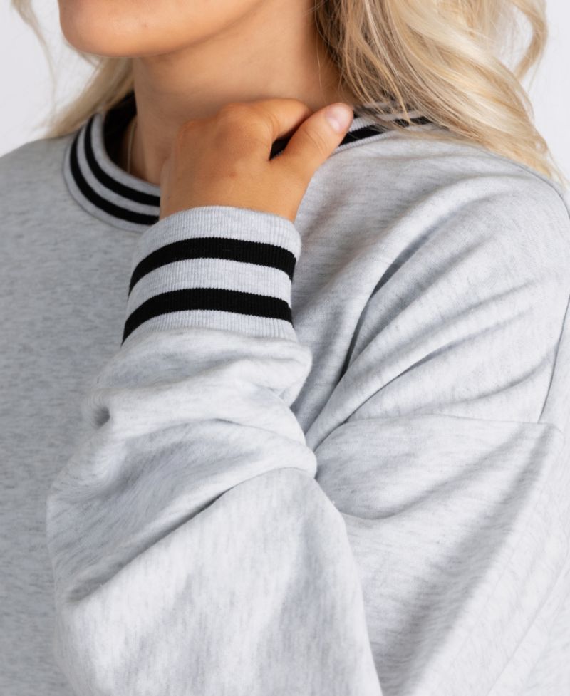 Women's Gray Oklahoma State Cowboys Oversized Showdown Ringer Stripe Sweatshirt