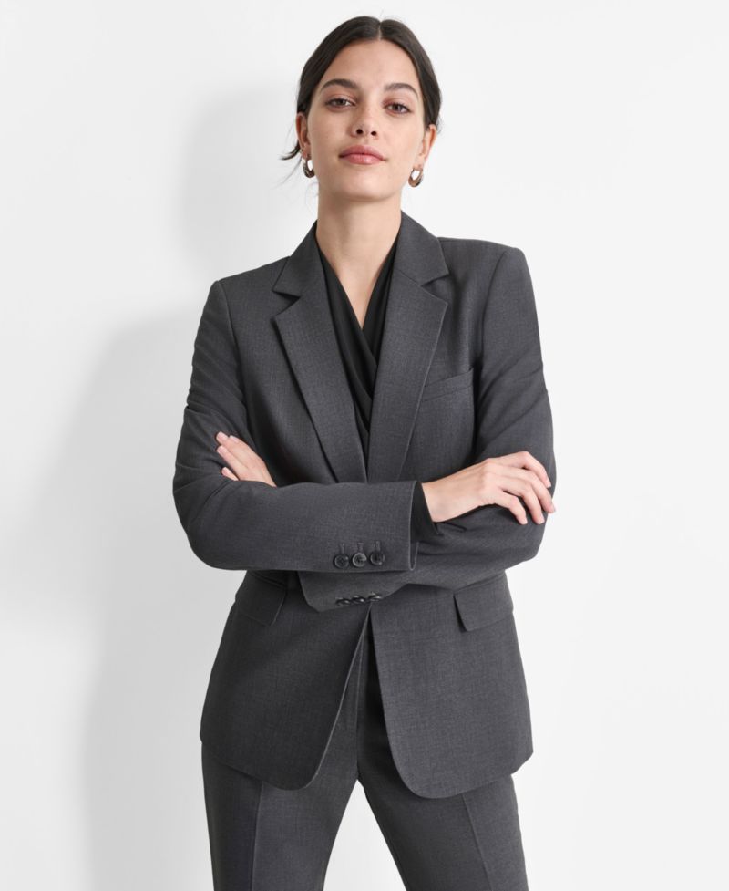 Women’s Notch-Lapel Button-Front Long-Sleeve Blazer