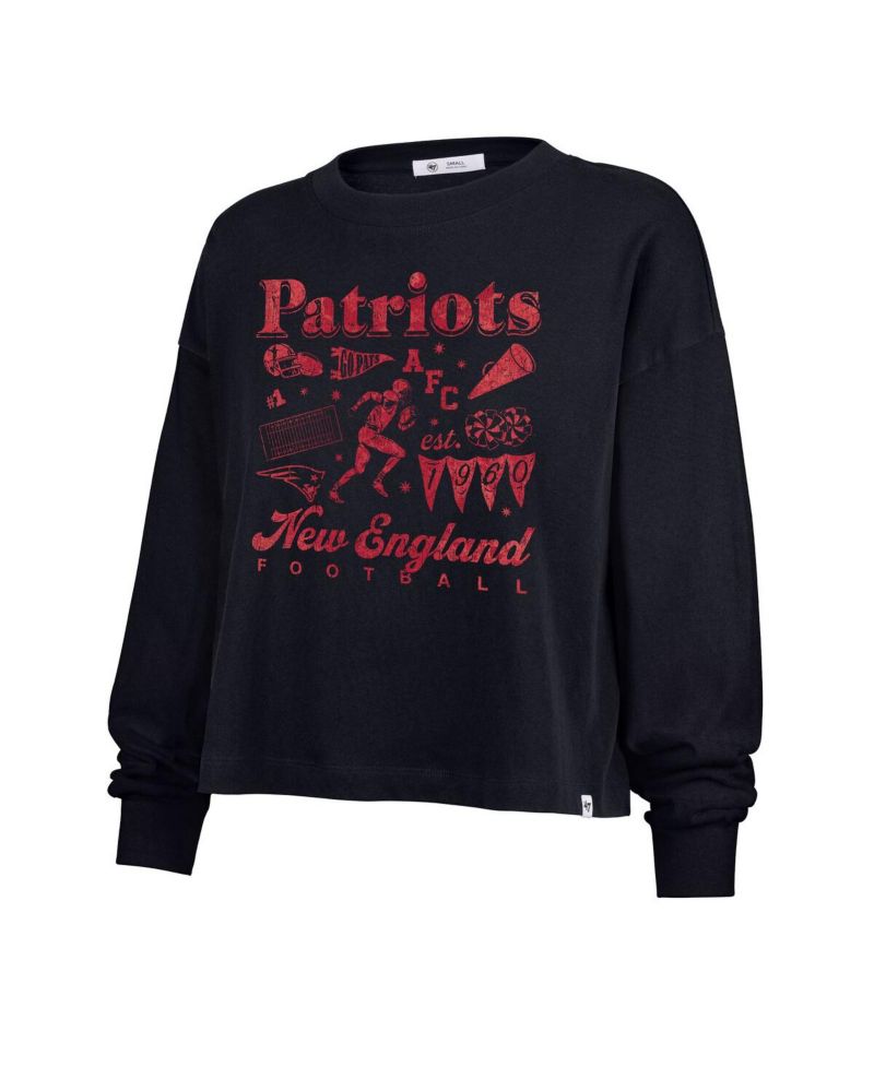 Women's Navy New England Patriots Team Collage Sydney Long Sleeve T-Shirt