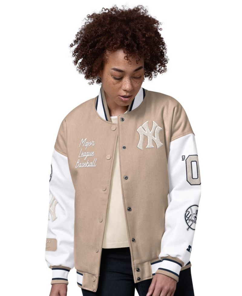 Women's Sand New York Yankees Free Ball Varsity Jacket