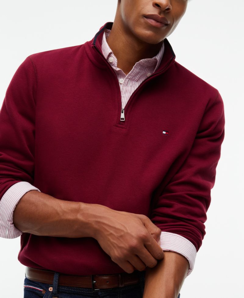 Men's French Rib Quarter-Zip Mock Neck Hoodie