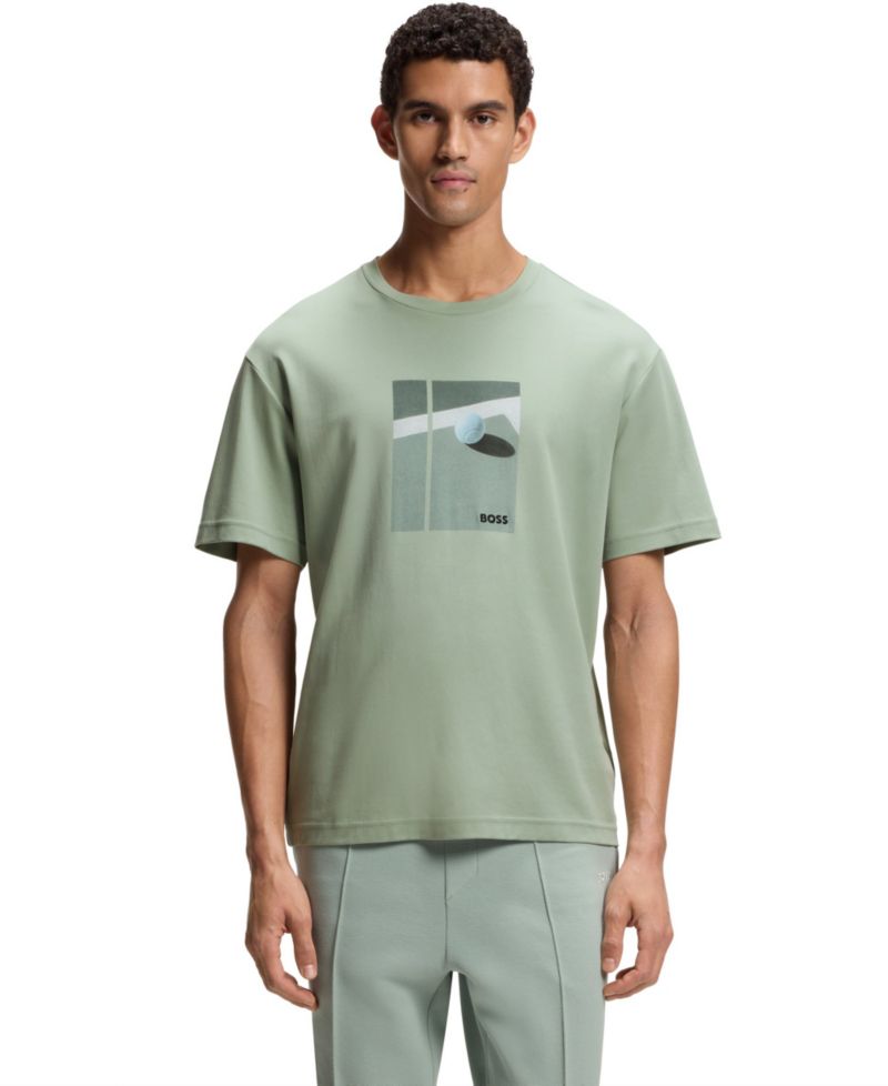 Men's Pima-Cotton Tennis Artwork Regular-Fit T-Shirt