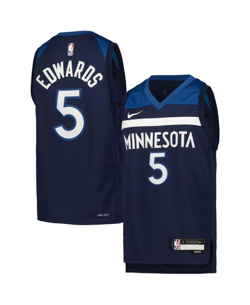 Big Boys Anthony Edwards Navy Minnesota Timberwolves Swingman Jersey - Icon Edition