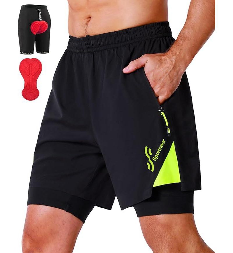 X-Large Bike Shorts for Men - 3D Padded Lightweight MTB Fit Riding Biking Bicycle Biker Shorts with Zipper Pockets