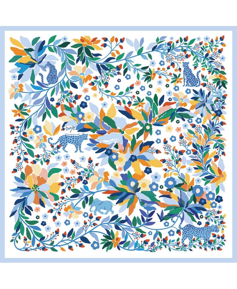 Double Sided Wool Silk Scarf Of Day Jungle Reverie