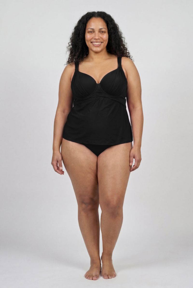 Women's Bra Drape Front Lightweight Underwire Tankini Top
