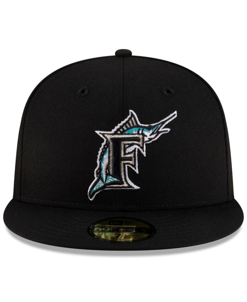 Men's Black Florida Marlins On-Field Authentic Collection 59FIFTY Fitted Hat