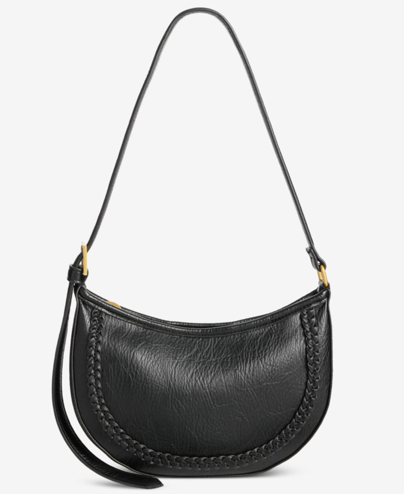 Braided-Edge Small Crescent Bag