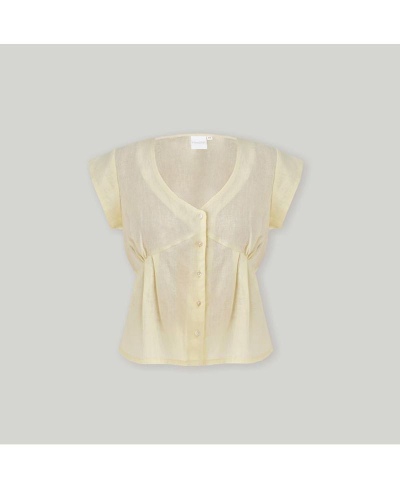 Women's The Deep V Neck Top in Butter Lemon