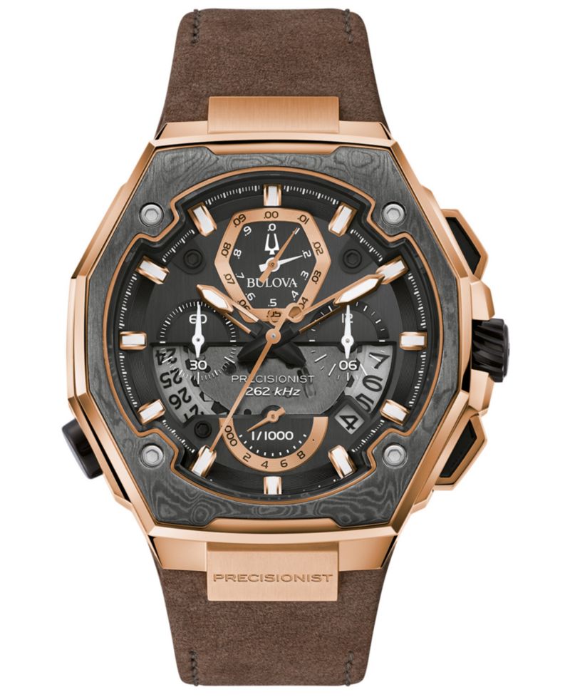 Men's Precisionist Brown Leather Strap Watch 44.7x46.8mm - A Special Edition