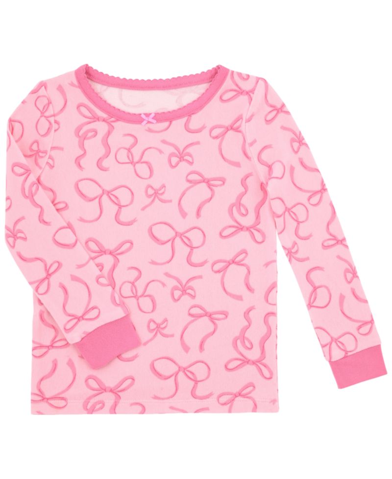 Girls' 12M-5T Bows Allover Print Pajama with Socks, 3-Piece Set