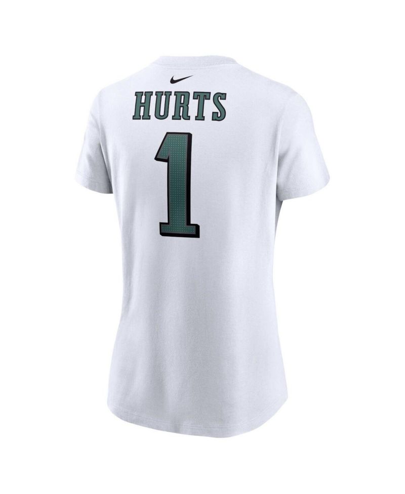 Women's Jalen Hurts White Philadelphia Eagles Player Name and Number T-shirt