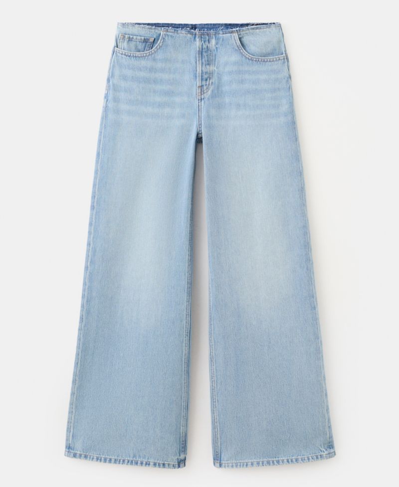 Women's High-Waisted Wide-Leg Frayed-Waistband Jeans